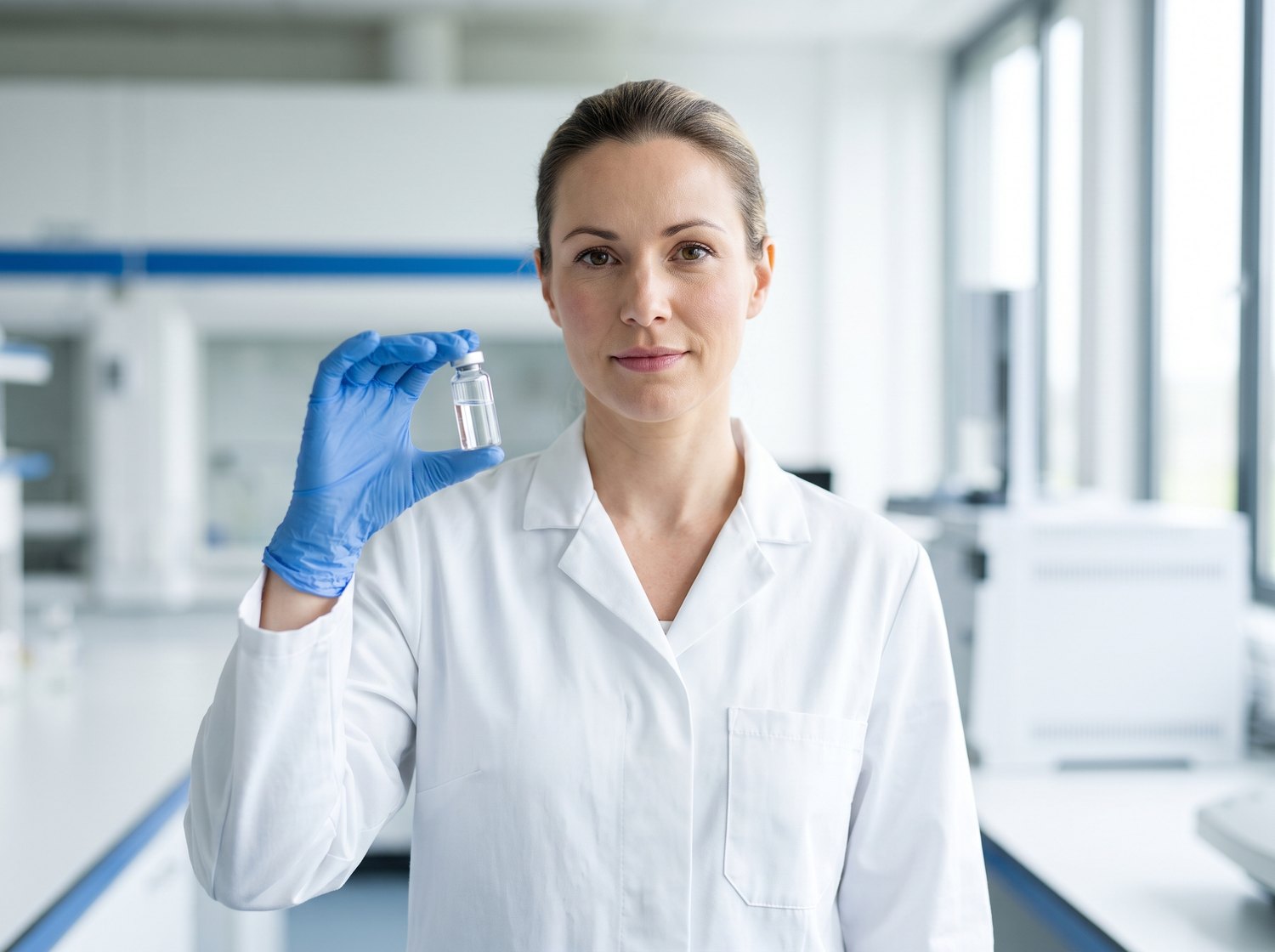 Analyst examining a sample vial